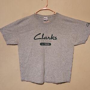 Clarks Light Gray Tee with Dark Green Logo